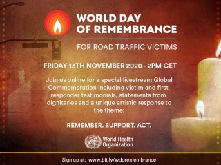 Παγκόσμια διαδικτυακή Εκδήλωση Μνήμης για τα θύματα τροχαίων